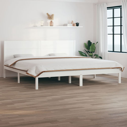 Bed Frame without Mattress White 200x200 cm Solid Wood Pine