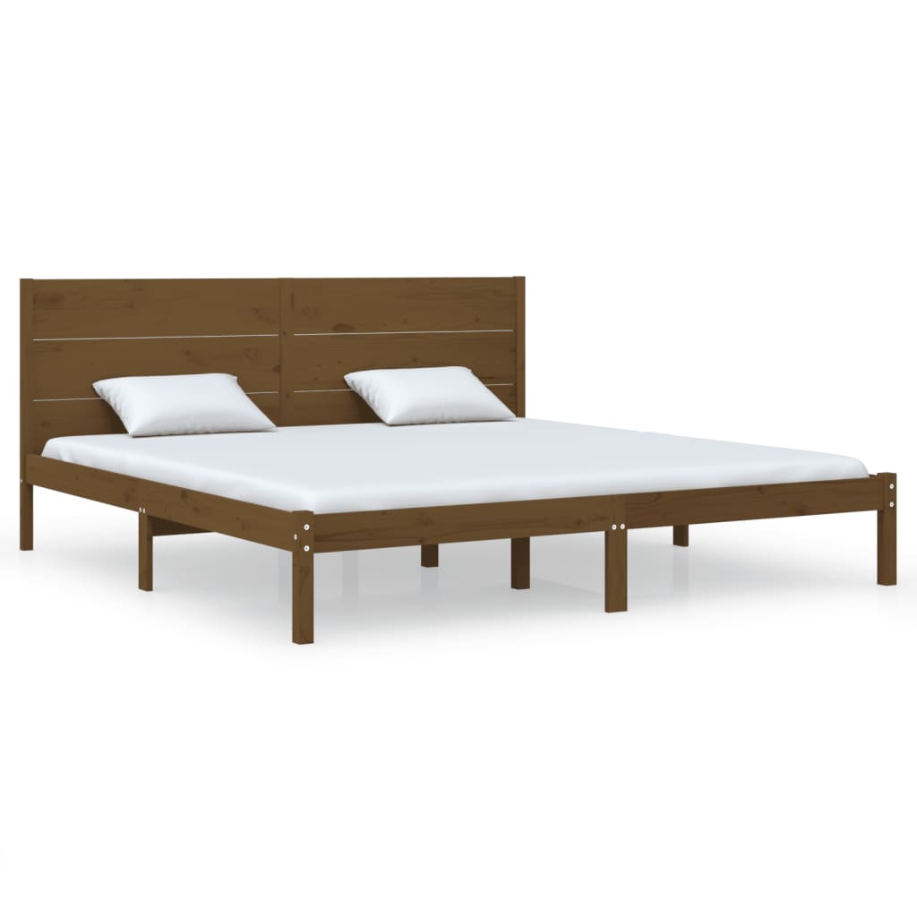 Bed Frame Honey Brown Solid Wood Pine 200x200 cm