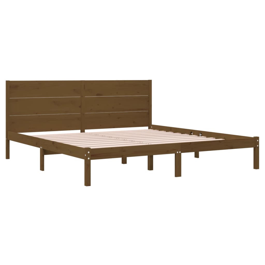 Bed Frame Honey Brown Solid Wood Pine 200x200 cm