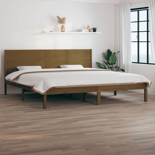 Bed Frame Honey Brown Solid Wood Pine 200x200 cm