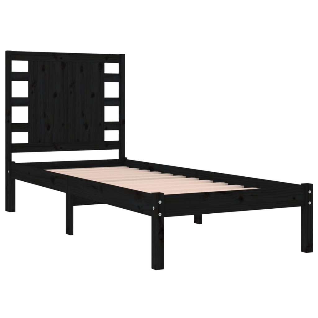 Bed Frame without Mattress Black 75x190 cm Small Single Solid Wood