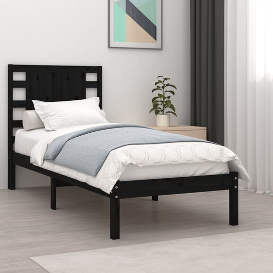 Bed Frame without Mattress Black 75x190 cm Small Single Solid Wood