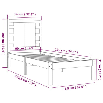 Bed Frame without Mattress White 90x190 cm Single Solid Wood