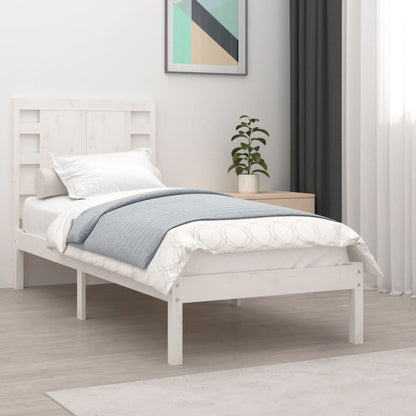 Bed Frame without Mattress White 90x190 cm Single Solid Wood