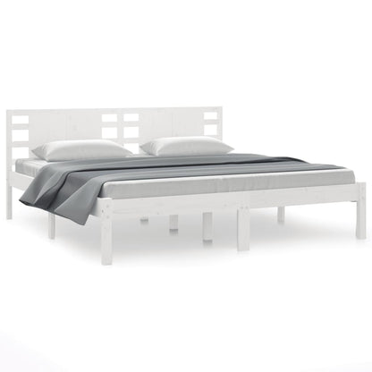 Bed Frame without Mattress White 200x200 cm Solid Wood Pine