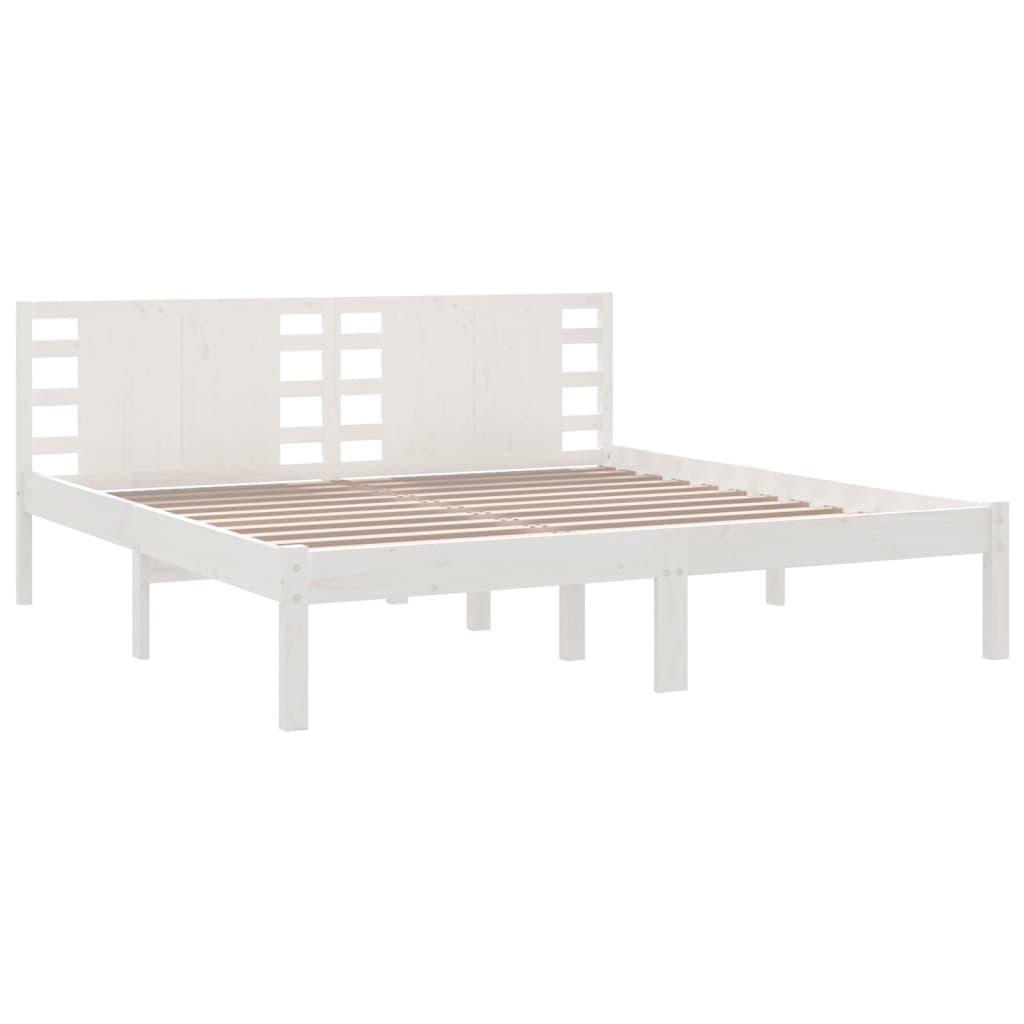 Bed Frame without Mattress White 200x200 cm Solid Wood Pine