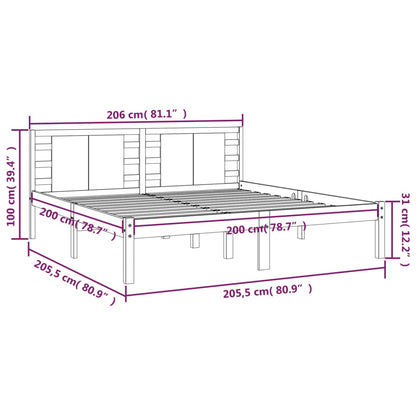 Bed Frame without Mattress White 200x200 cm Solid Wood Pine