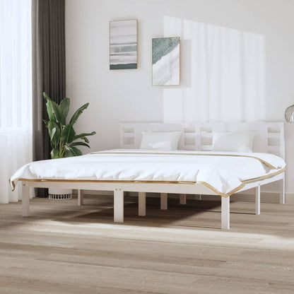 Bed Frame without Mattress White 200x200 cm Solid Wood Pine