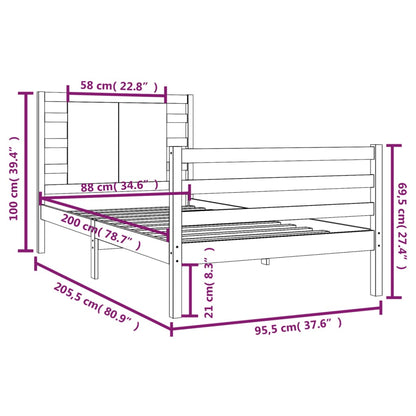 Bed Frame without Mattress White 90x200 cm Solid Wood Pine