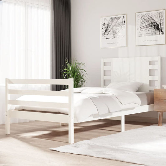 Bed Frame without Mattress White 90x200 cm Solid Wood Pine