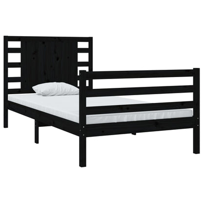 Bed Frame without Mattress Black 90x200 cm Solid Wood Pine