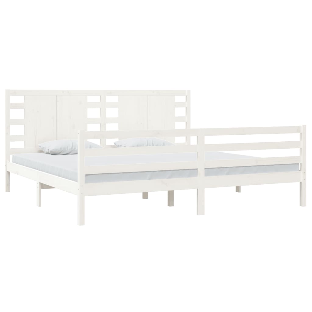 Bed Frame White Solid Wood Pine 200x200 cm