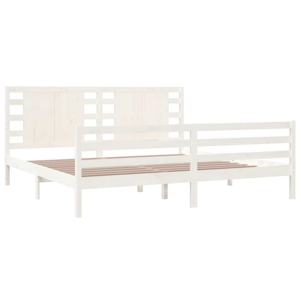 Bed Frame White Solid Wood Pine 200x200 cm