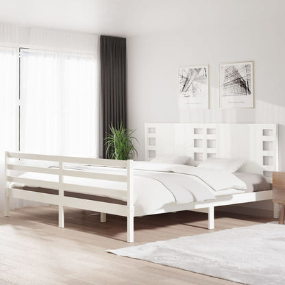 Bed Frame White Solid Wood Pine 200x200 cm