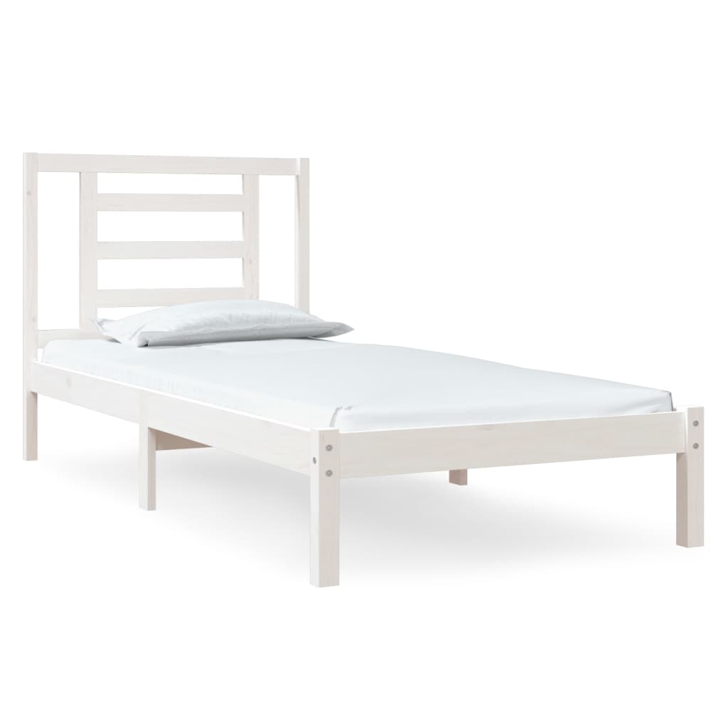 Bed Frame White Solid Wood Pine 90x190 cm Single