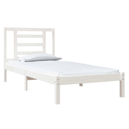 Bed Frame White Solid Wood Pine 90x190 cm Single