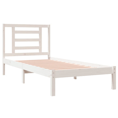 Bed Frame White Solid Wood Pine 90x190 cm Single