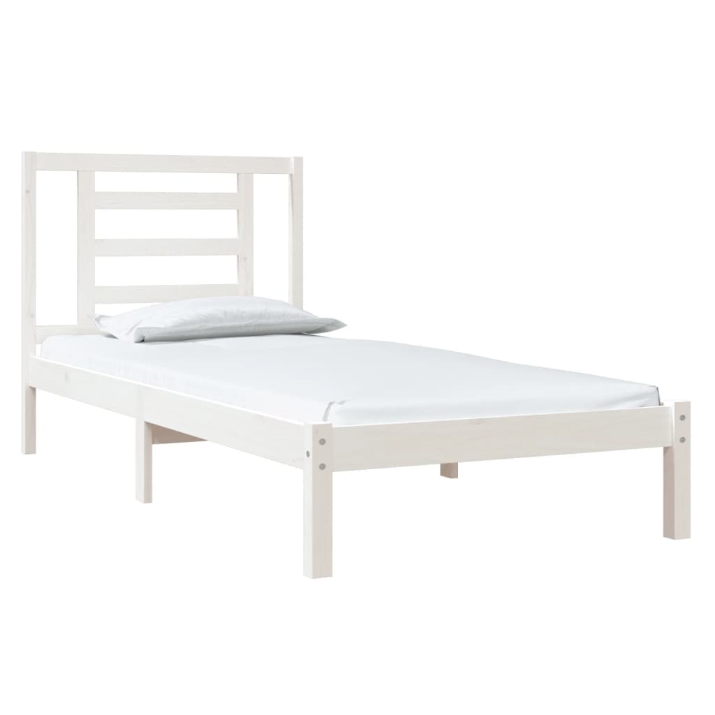 Bed Frame White Solid Wood Pine 100x200 cm