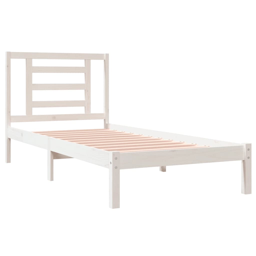 Bed Frame White Solid Wood Pine 100x200 cm