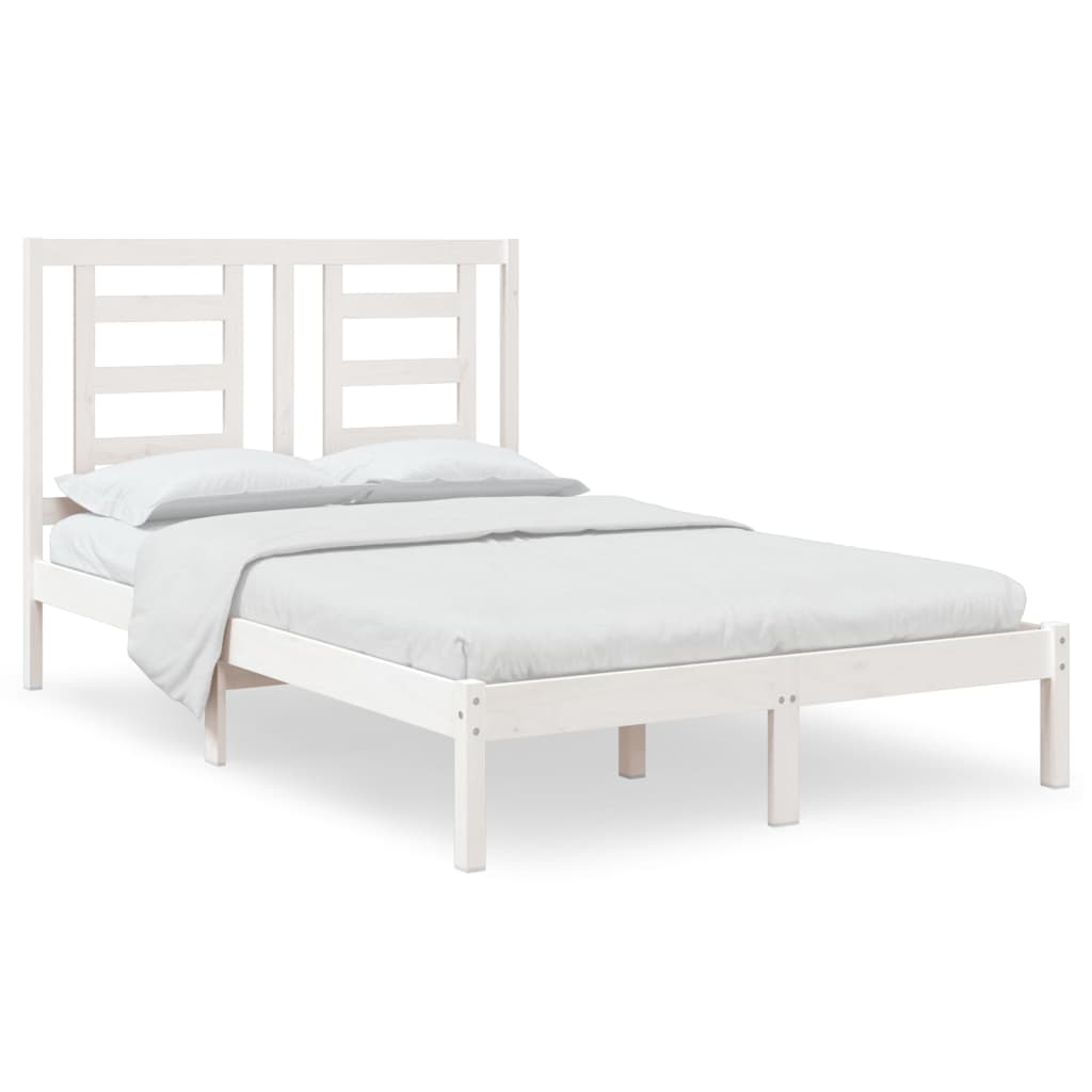 Bed Frame White Solid Wood Pine 120x200 cm