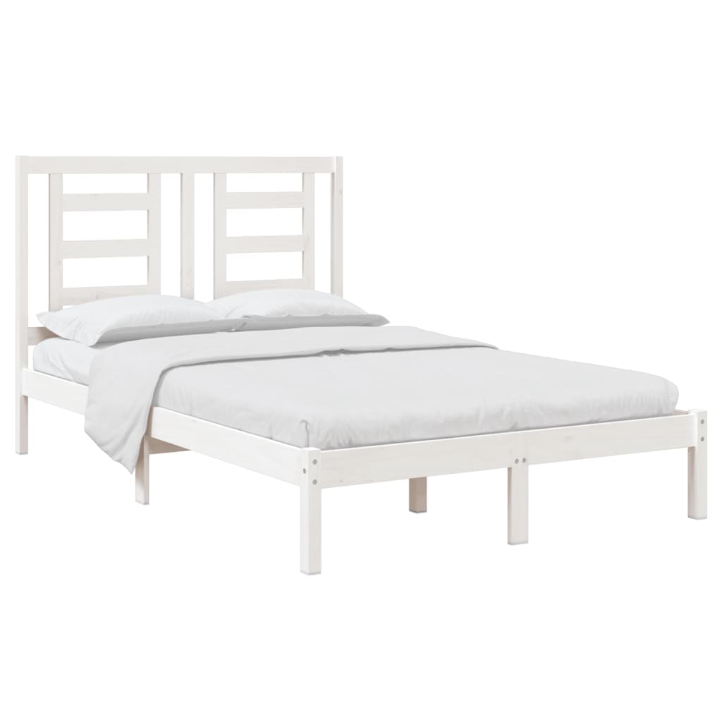 Bed Frame White Solid Wood Pine 120x200 cm