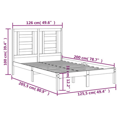 Bed Frame White Solid Wood Pine 120x200 cm