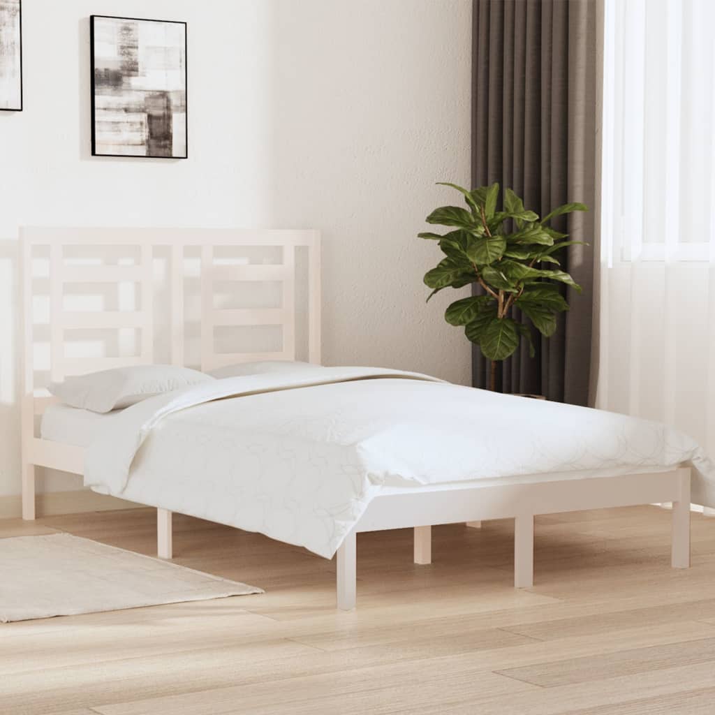 Bed Frame White Solid Wood Pine 120x200 cm