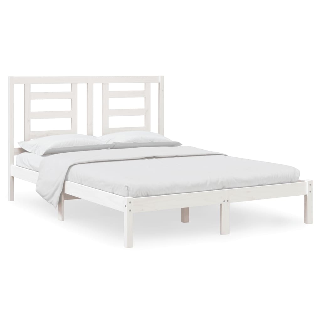 Bed Frame White Solid Wood Pine 140x200 cm