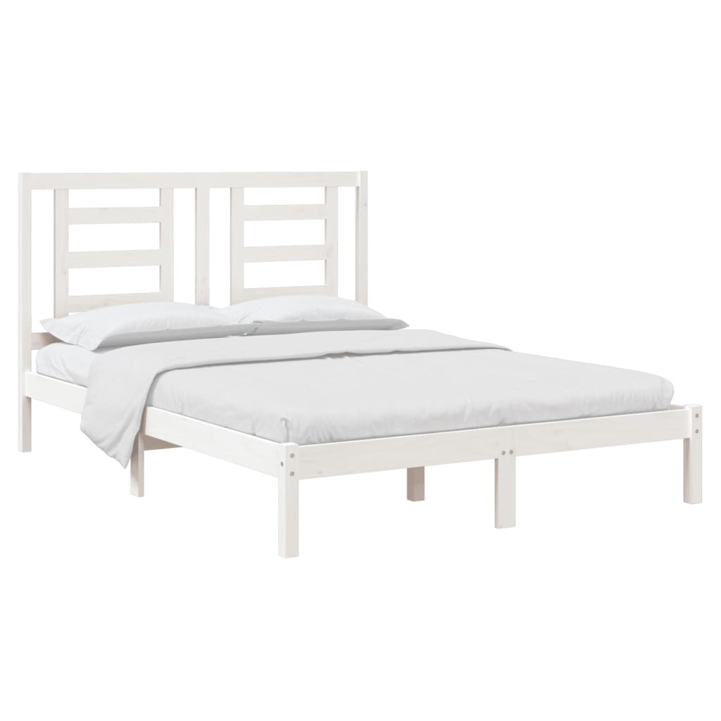 Bed Frame White Solid Wood Pine 140x200 cm