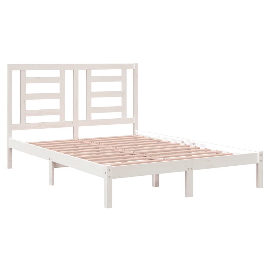 Bed Frame White Solid Wood Pine 140x200 cm