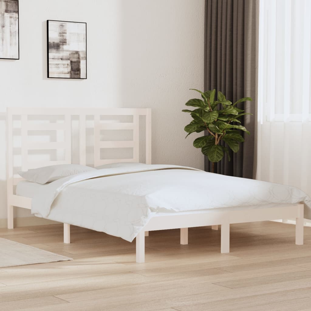 Bed Frame White Solid Wood Pine 140x200 cm