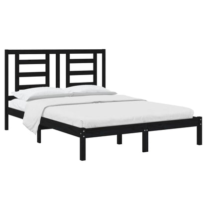 Bed Frame without Mattress Black 140x200 cm Solid Wood Pine