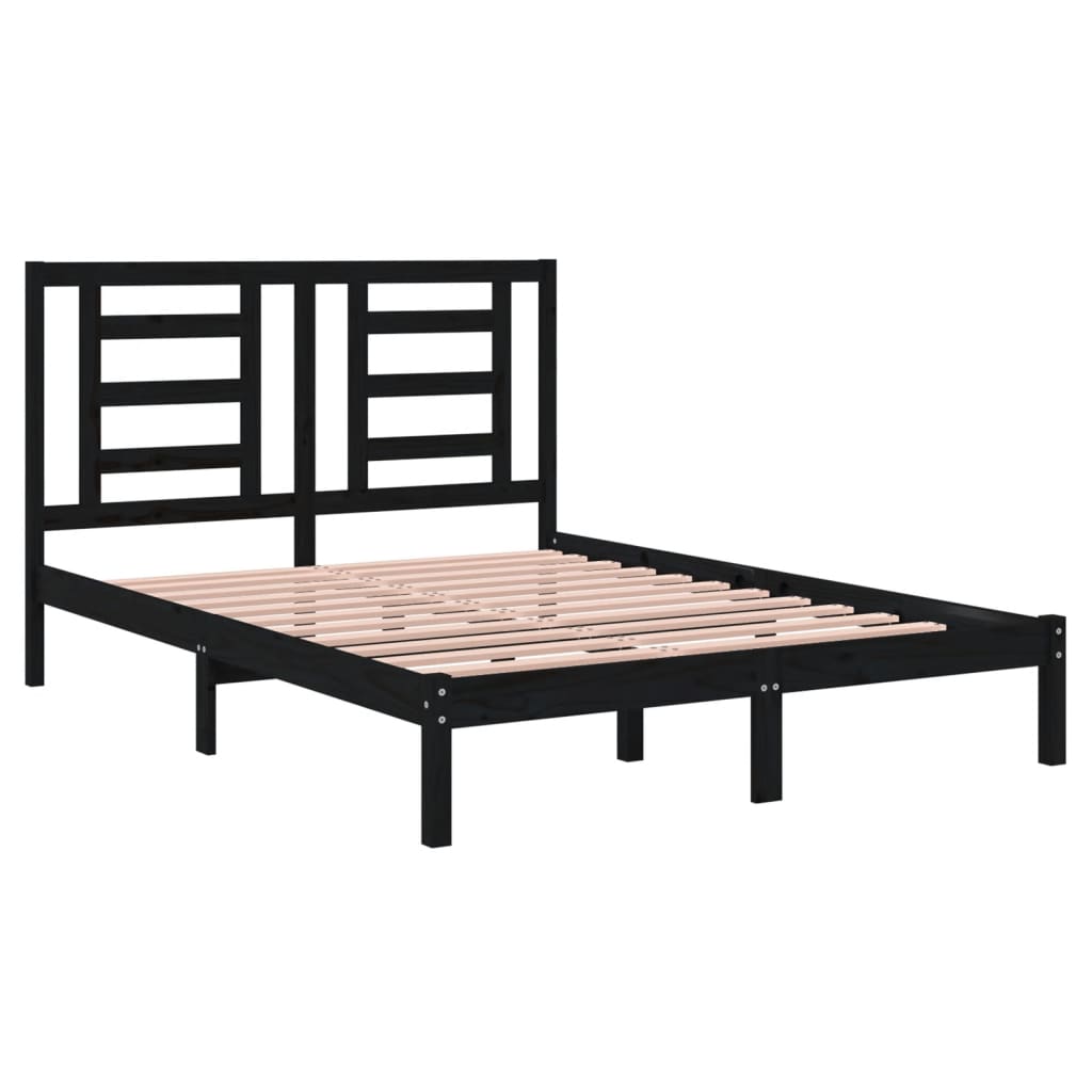 Bed Frame without Mattress Black 140x200 cm Solid Wood Pine