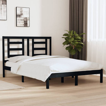 Bed Frame without Mattress Black 140x200 cm Solid Wood Pine