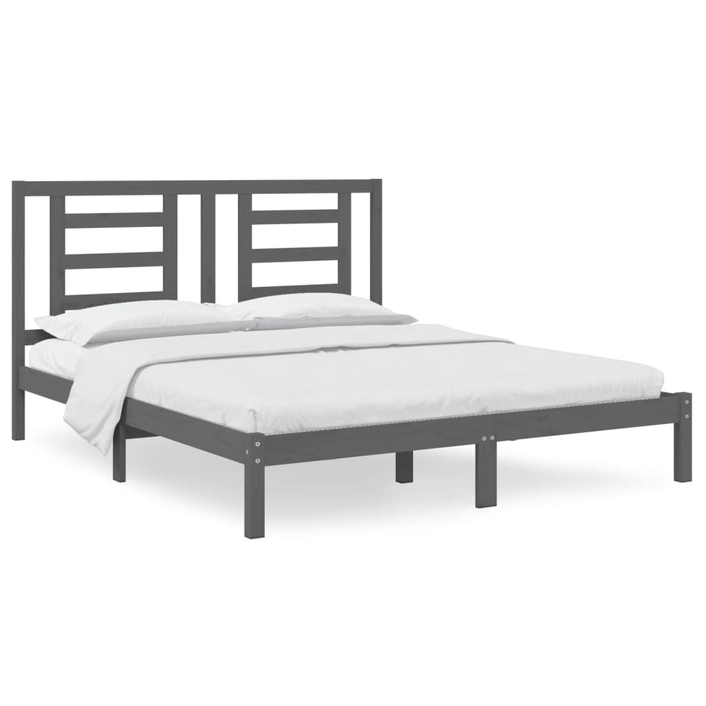 Bed Frame without Mattress Grey 160x200 cm Solid Wood Pine