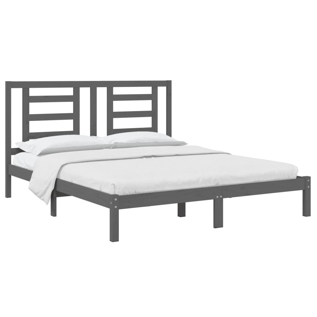 Bed Frame without Mattress Grey 160x200 cm Solid Wood Pine