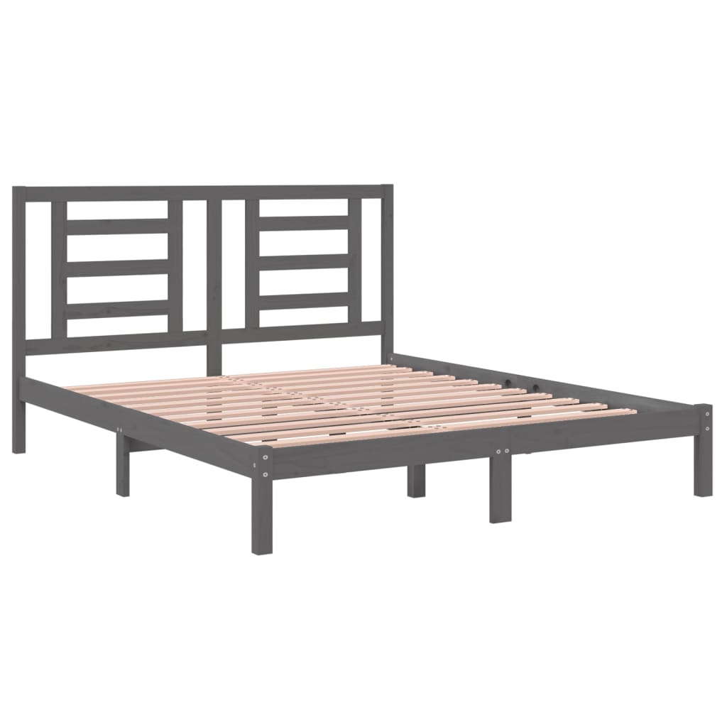 Bed Frame without Mattress Grey 160x200 cm Solid Wood Pine