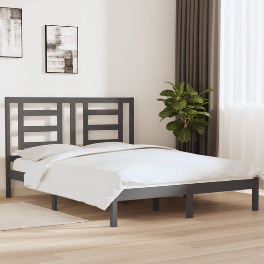 Bed Frame without Mattress Grey 160x200 cm Solid Wood Pine