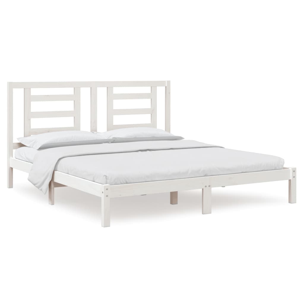 Bed Frame without Mattress White 180x200 cm Super King Solid Wood