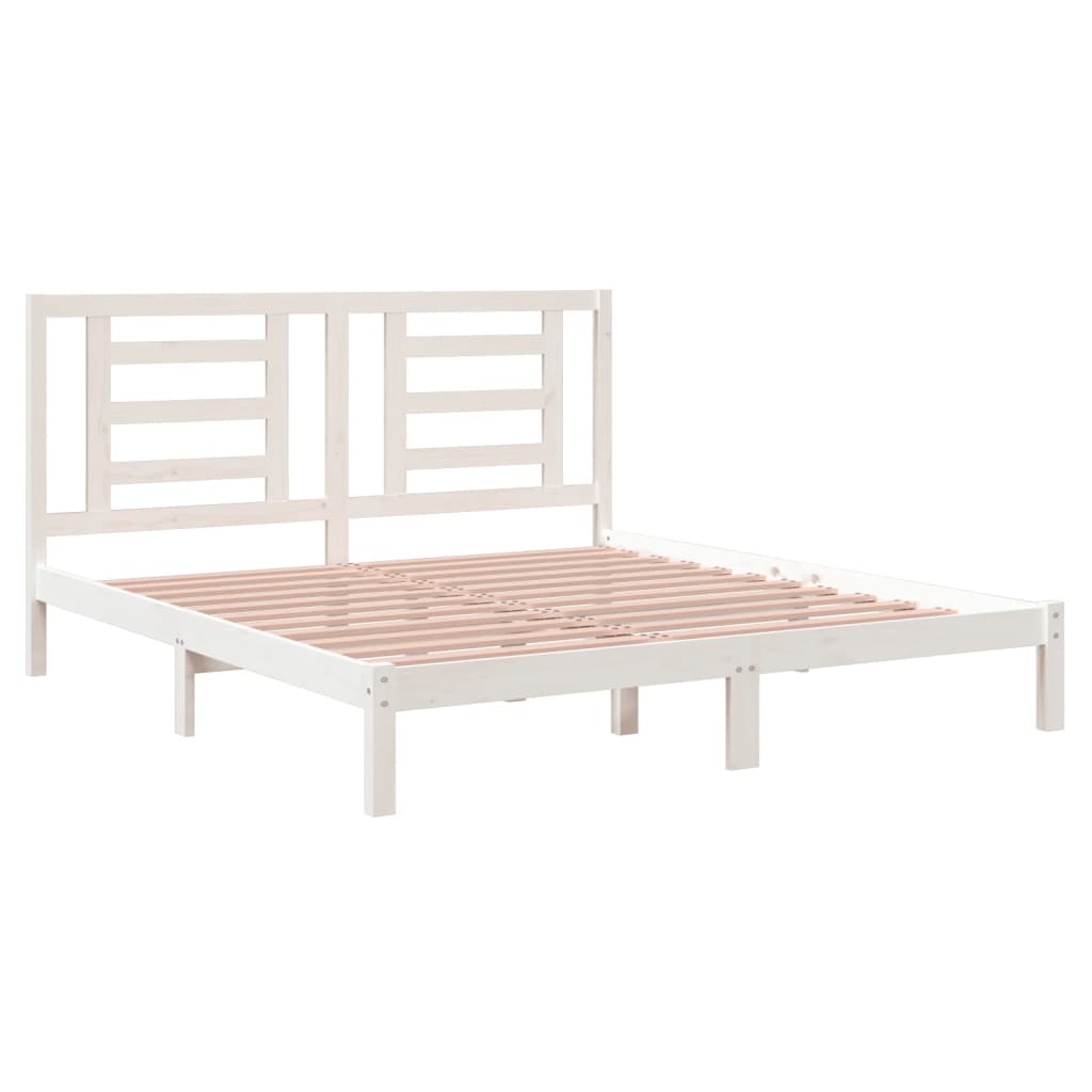 Bed Frame without Mattress White 180x200 cm Super King Solid Wood