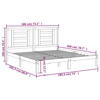 Bed Frame without Mattress White 180x200 cm Super King Solid Wood