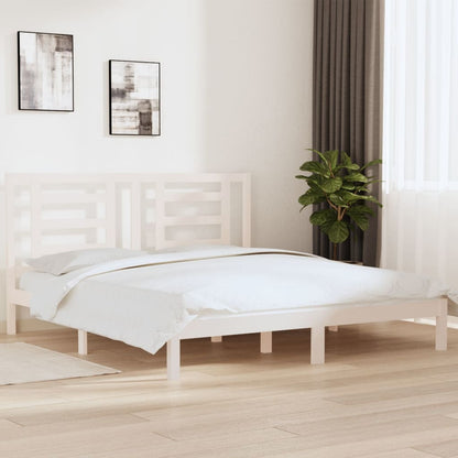 Bed Frame without Mattress White 180x200 cm Super King Solid Wood