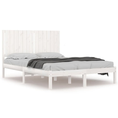 Bed Frame without Mattress White 140x190 cm Solid Wood Pine