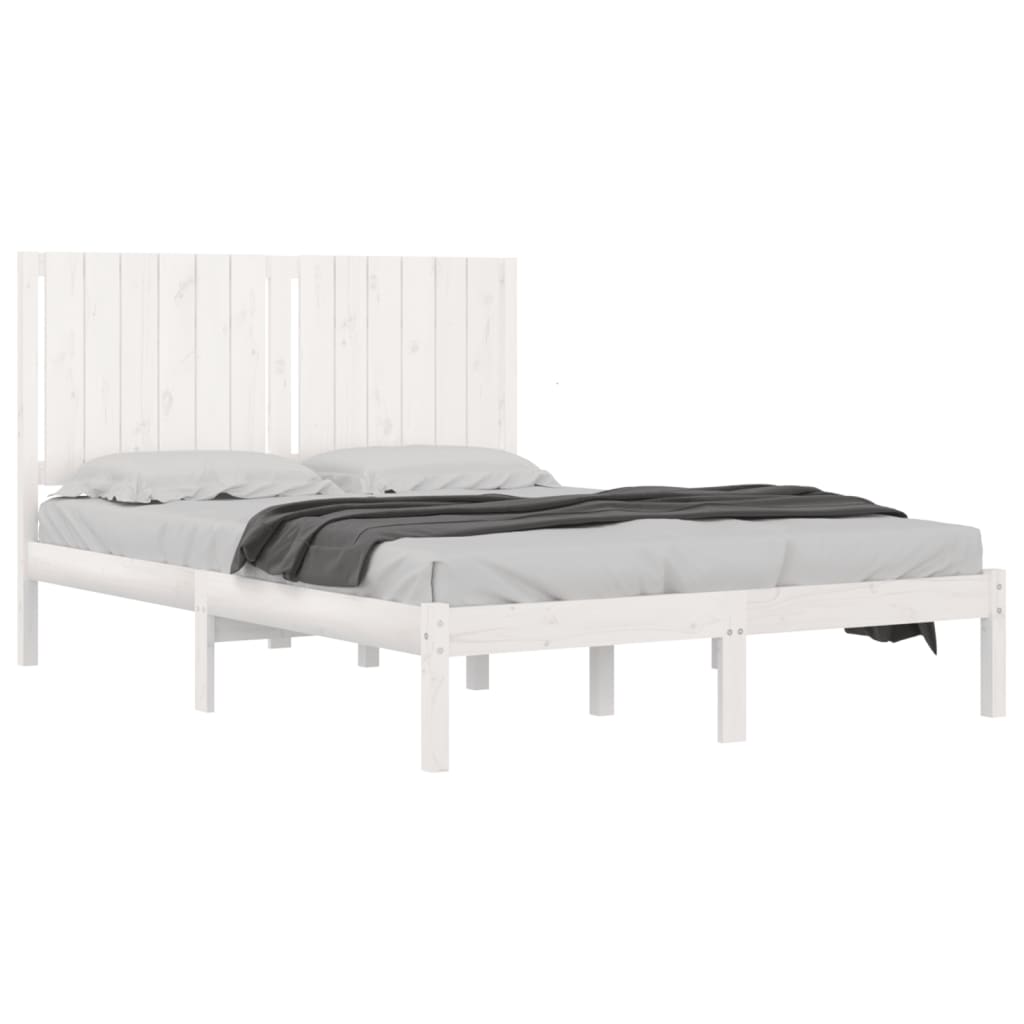 Bed Frame without Mattress White 140x190 cm Solid Wood Pine