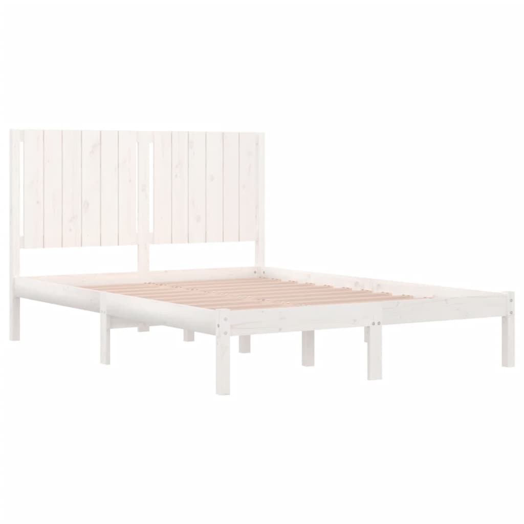 Bed Frame without Mattress White 140x190 cm Solid Wood Pine