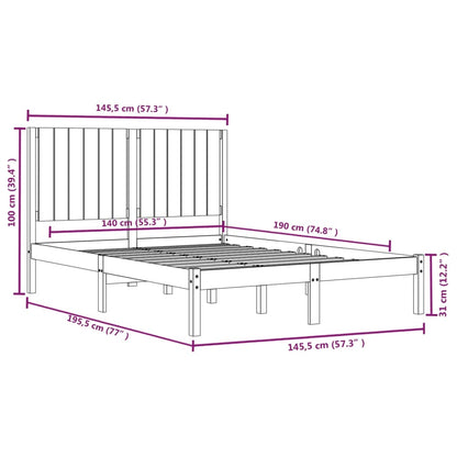 Bed Frame without Mattress White 140x190 cm Solid Wood Pine