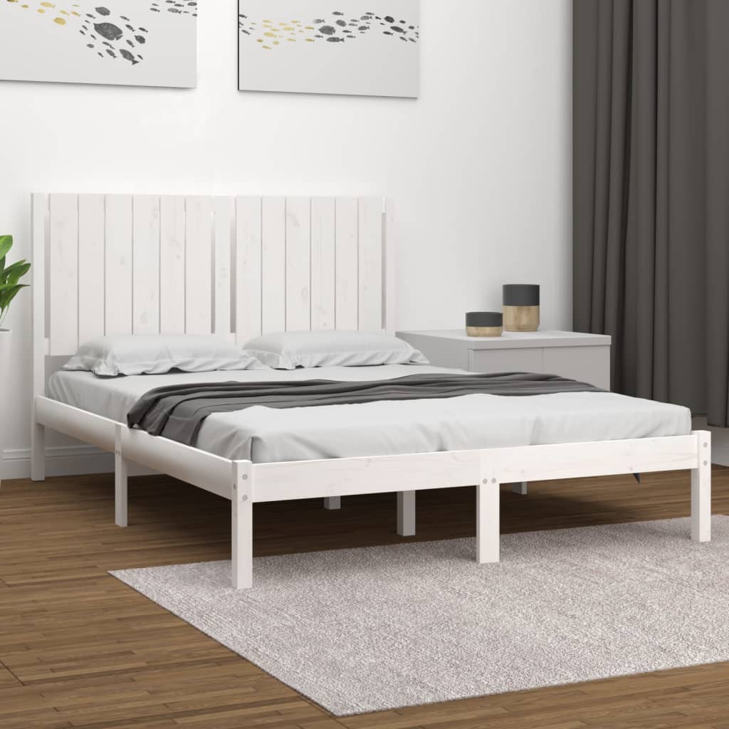 Bed Frame without Mattress White 140x190 cm Solid Wood Pine