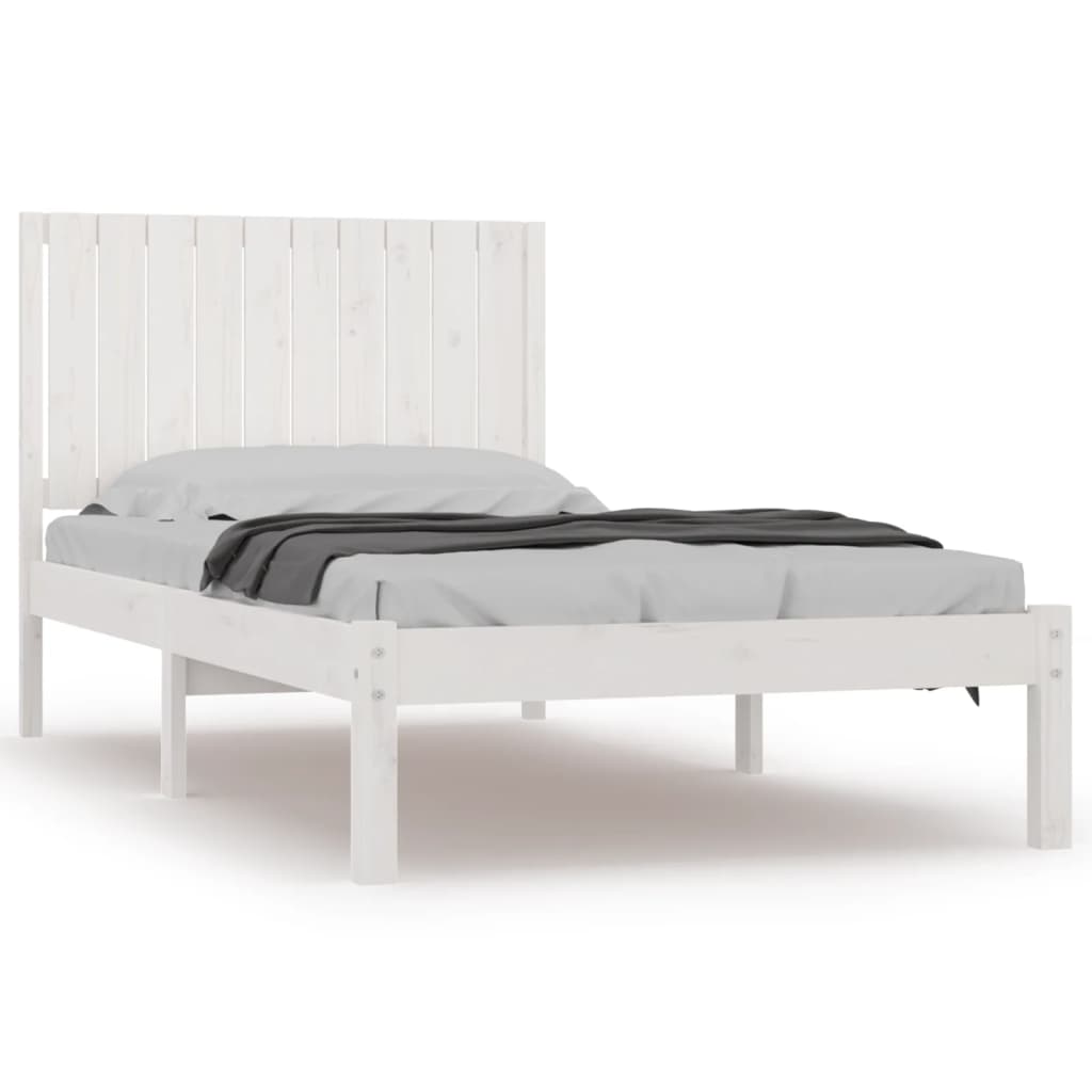 Bed Frame White Solid Wood Pine 100x200 cm