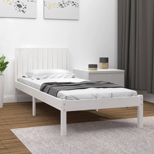 Bed Frame White Solid Wood Pine 100x200 cm