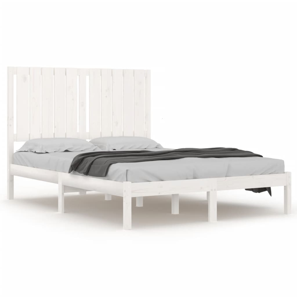 Bed Frame White Solid Wood Pine 120x200 cm